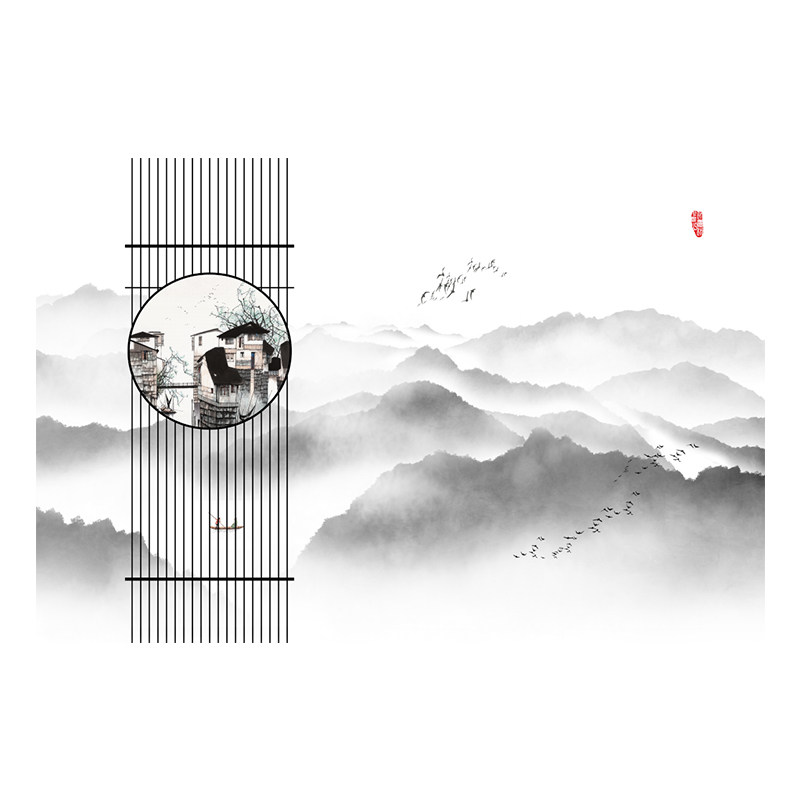 竹木纤维集成墙板木饰面背景墙沙发电视客厅新中式装饰拼接护墙板