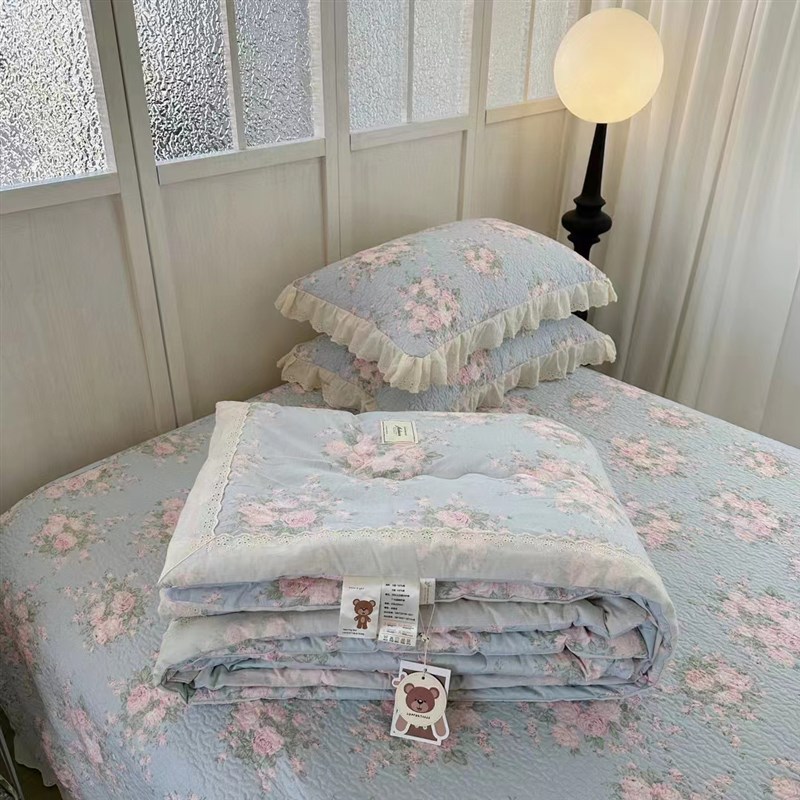 2024新款全棉法式床盖款春秋被四件套纯棉夏季薄被子空调被可机洗