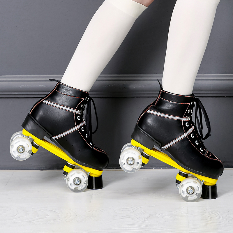 溜冰鞋成年女双排滑轮儿童大童旱冰鞋四轮滑冰鞋速滑鞋闪光鞋
