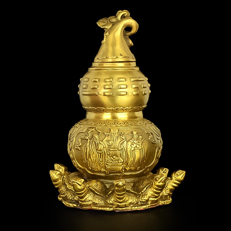 纯铜天医葫芦九龟阵摆件客厅玄关开口开盖葫芦入户乔迁卧室大号