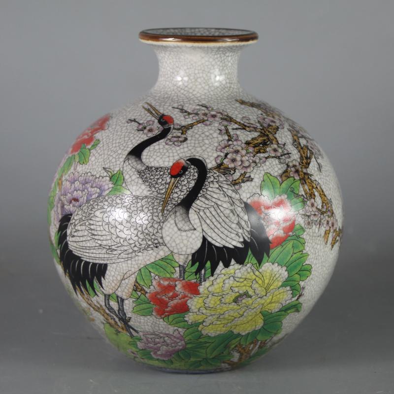 乾隆福寿图石榴尊景德镇仿古瓷器客厅中式摆件装饰品古玩古董收藏