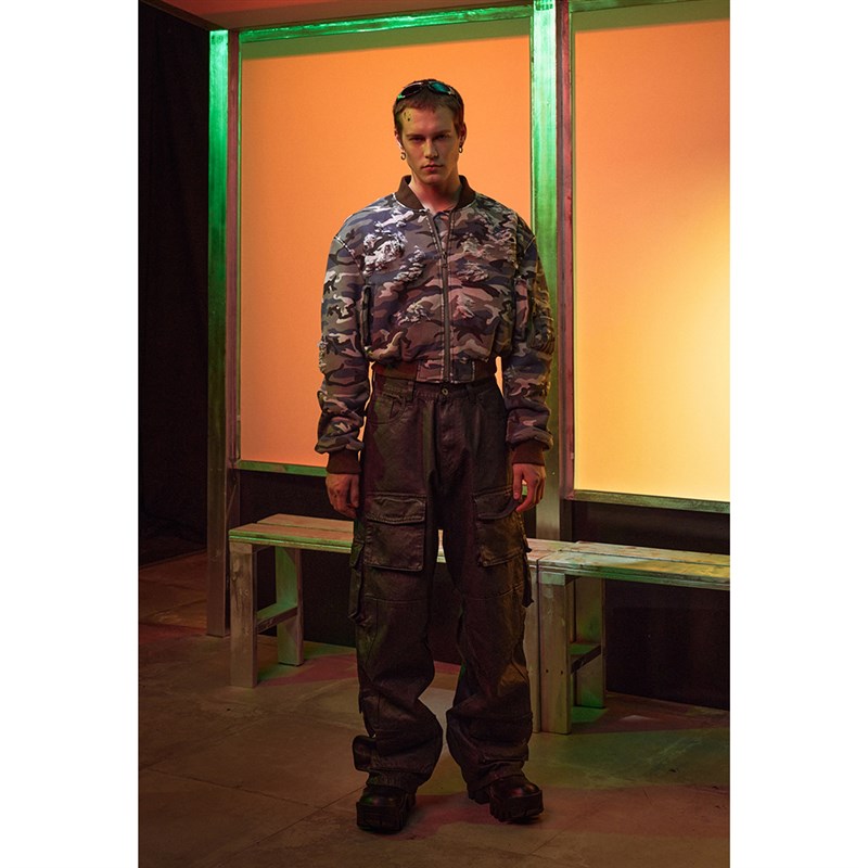 4Tra 23AW poems from ost-berlin多口袋刷蜡工装牛仔裤