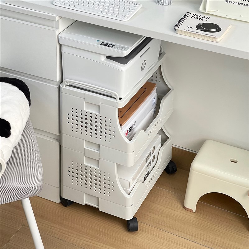 打印机置物架落地多层移动架子办公桌下收纳架A4文件档案整理神器