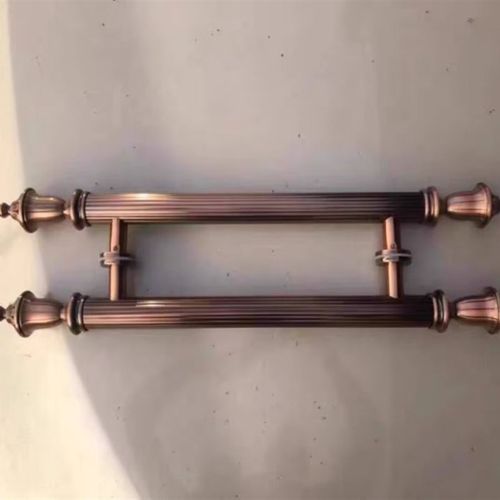 古铜皇冠头拉手冬瓜头款不锈钢木门复古红玻璃把手大门欧式仿古