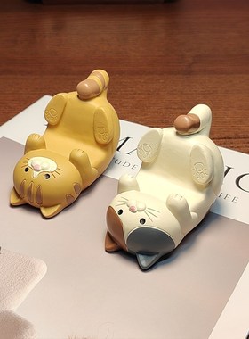 疗愈猫咪桌面摆件 手机支架笔筒眼镜架 可爱学习桌面氛围布置装饰