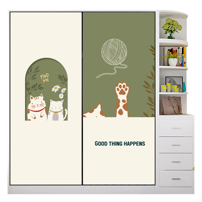 定制北欧简约衣柜贴纸翻新自粘改造玻璃门装饰美化拉门房门贴画图片
