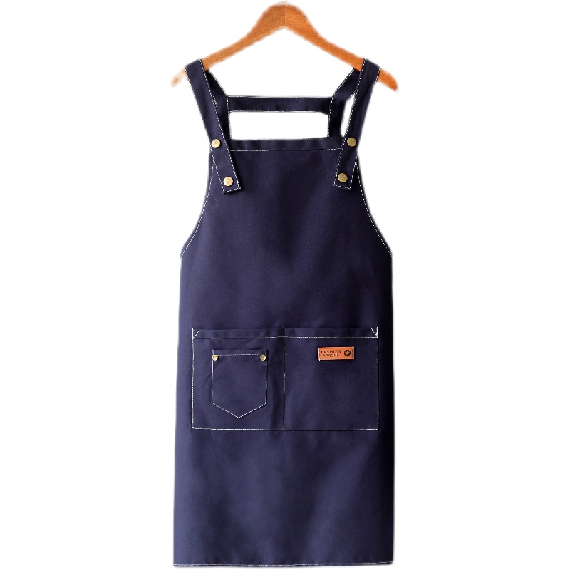 帆布围裙定制logo印字女时尚美甲餐饮服务员工作服上班男厨房透气