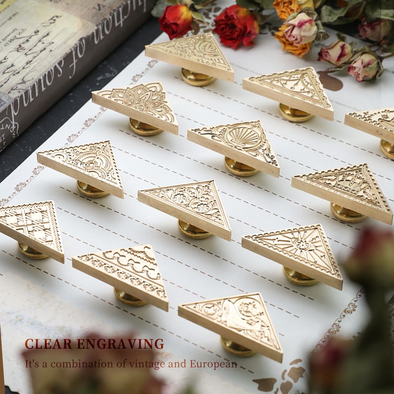 火漆印章铜头图案三角形系列复古欧式风格精雕DIY密封蜡手账礼物