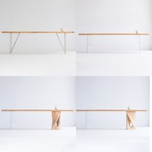 叁几 实木白蜡木桌腿不锈钢碳素钢亚克力支架定制大板桌桌脚铁艺