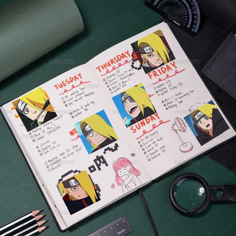 54张迪达拉贴画装饰火影周边动漫贴墙贴笔记本文具盒贴画拼图贴
