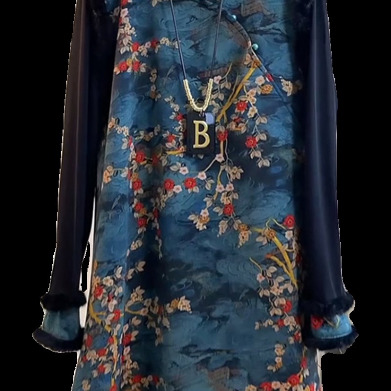 胖妹妹2023秋冬新款大码套装新中式国风两件套盘扣显瘦马甲打底裙