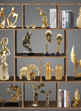 沉默是金玄关酒柜摆放非礼勿言轻奢摆件雕塑办公室客厅艺术品装