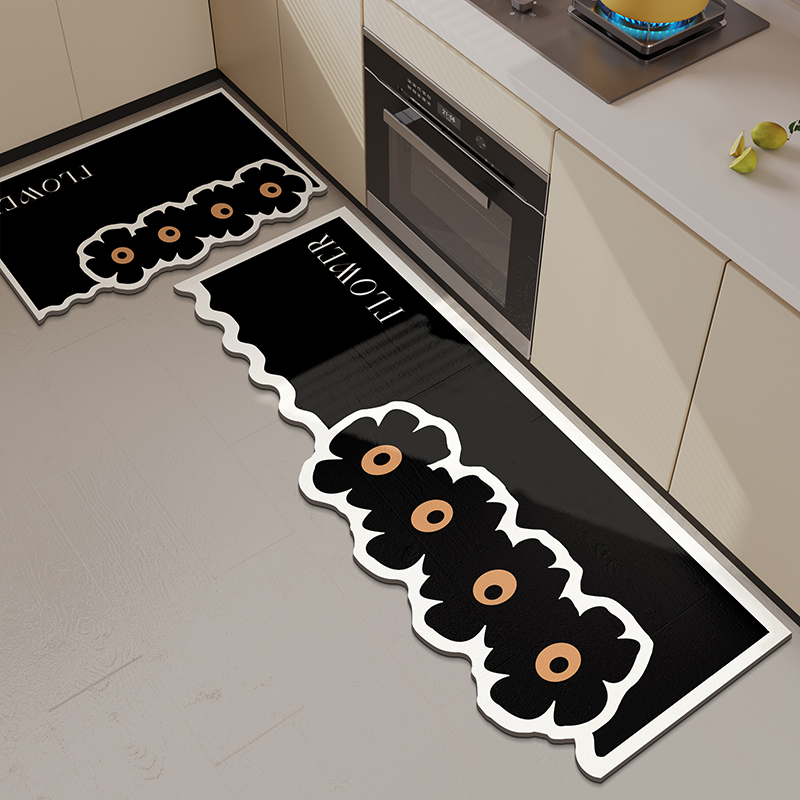 花卉小清新厨房地垫吸水吸油防滑家用地毯免洗可擦耐脏防污脚垫