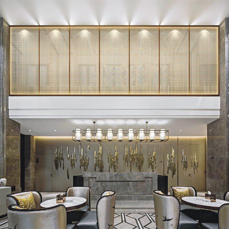 夹胶夹丝钢化玻璃安全防暴磨砂渐变双层工程山水画门窗过道隔断墙