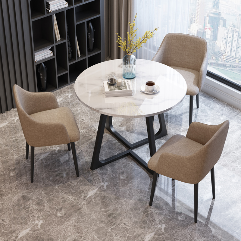 轻奢大理石洽谈接待桌椅简约组合售楼处会客办公休闲桌椅小圆餐桌