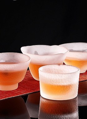 手工玻璃主人杯小茶杯酒杯琉璃梅子酒杯单杯加厚日式初雪品茗杯