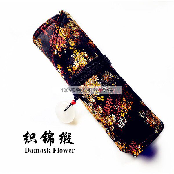 一诺千金手作繁花似锦织锦缎国潮中国风钢笔收纳包笔帘古风卷笔袋