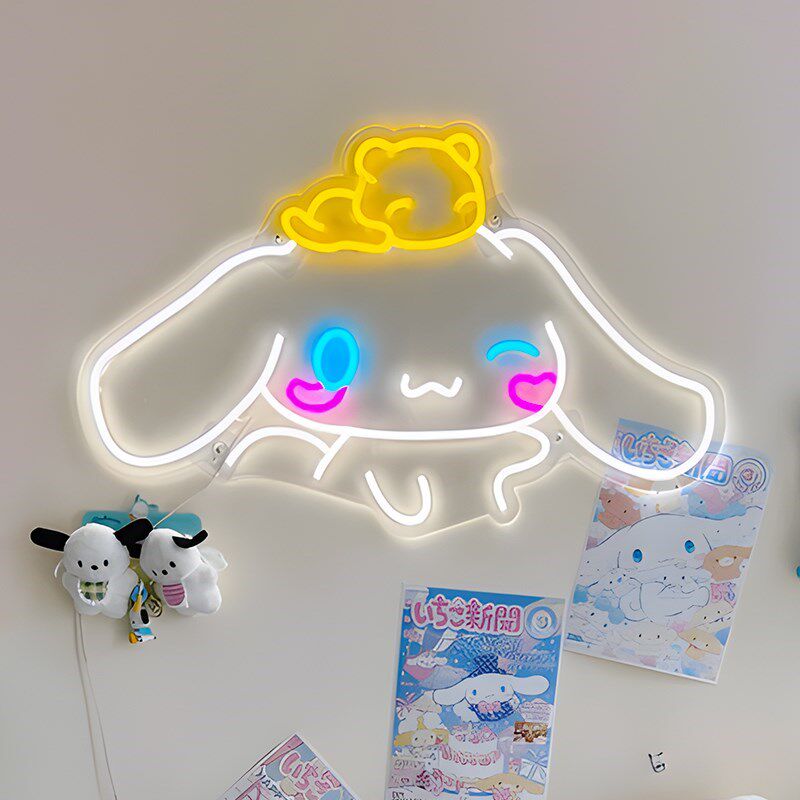 卧室房间电竞房少女心小清新库洛A米玉桂狗霓虹灯装饰灯可爱氛围
