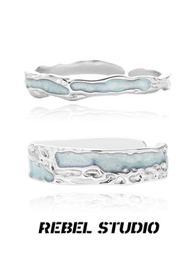 海蓝滴油戒指小众设计冷淡风高级感开口食指戒情侣时尚个性指环女