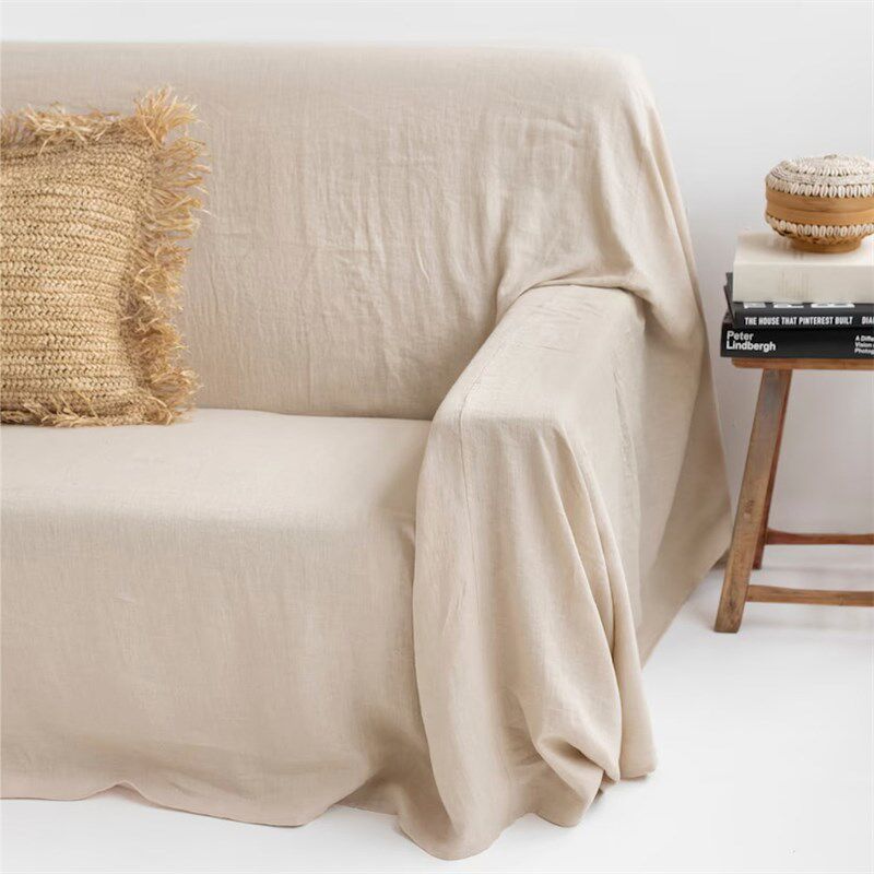 纯色亚麻沙发毯防尘盖布家用盖巾防遮布大尺寸家具沙发遮尘布定制