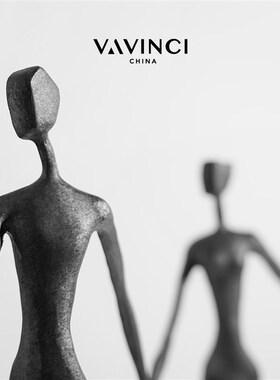 梵其简约现代抽象人物雕塑漫步人生金属摆件样板房售楼处酒店软装