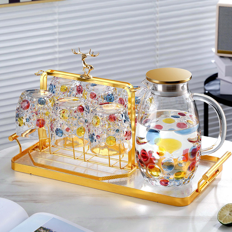 水杯家用套装高颜值喝水网红杯子客厅待客L水壶彩色水具玻璃洋酒