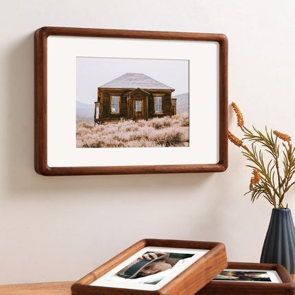 榫卯寸画框八小摆台七实木墙a3挂照片六装裱黑胡桃相框框架8A476