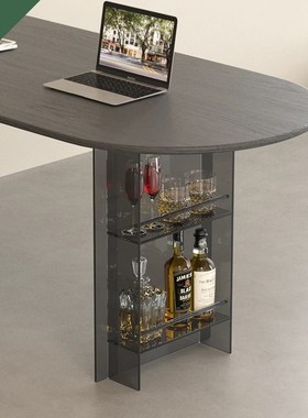 透明亚克力悬浮桌腿酒柜式v桌脚定制黑色茶色吧台岛台茶几餐桌支