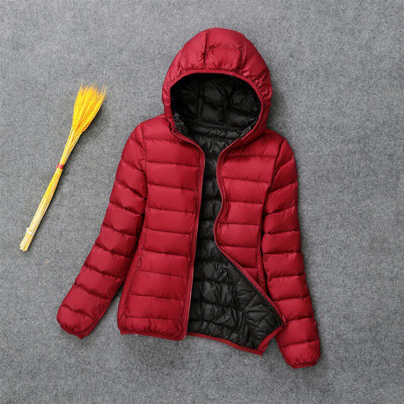 双面穿轻薄羽绒服女短款两面穿200斤加肥加大码T妈妈超轻便超薄款