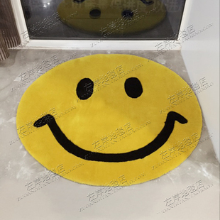 儿童卡通笑脸地毯电脑椅圆形地A毯客厅卧室地毯玄关手工腈纶地毯