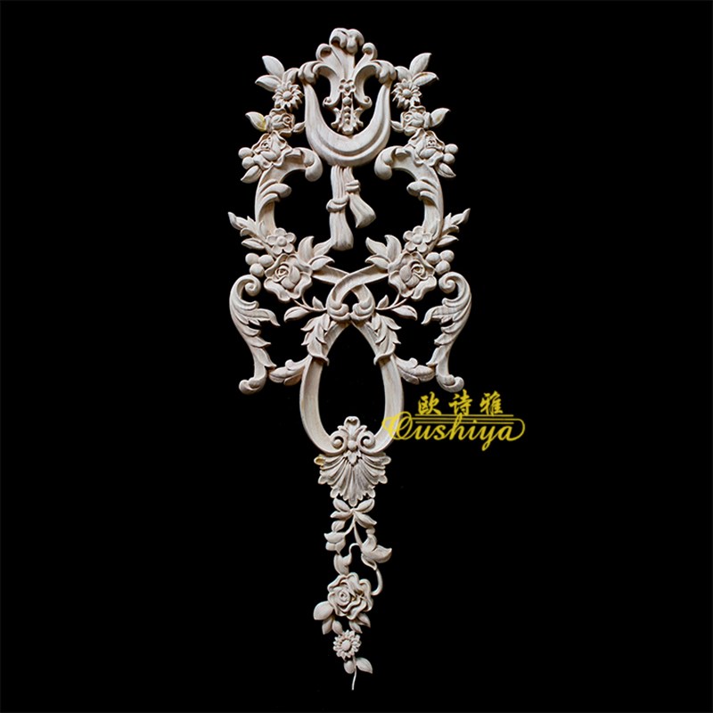 木雕花片欧式实木贴花片竖花长条花角花护墙板背景墙装饰法式墙面