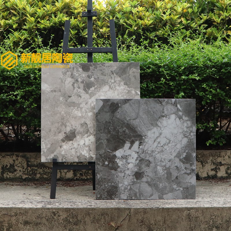 全瓷大颗粒水磨石瓷砖600X1200阳台浴室墙砖商场工W业风灰色仿古