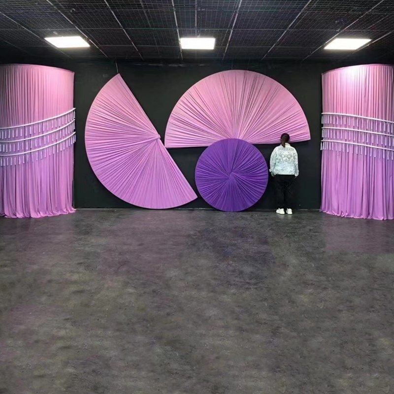 新款婚庆装饰道具牛奶丝布艺褶皱圆环形扇形中式婚礼舞台背景定制,节庆用品/礼品,拱门,淘宝优惠券,粉丝福利购,淘宝优惠卷