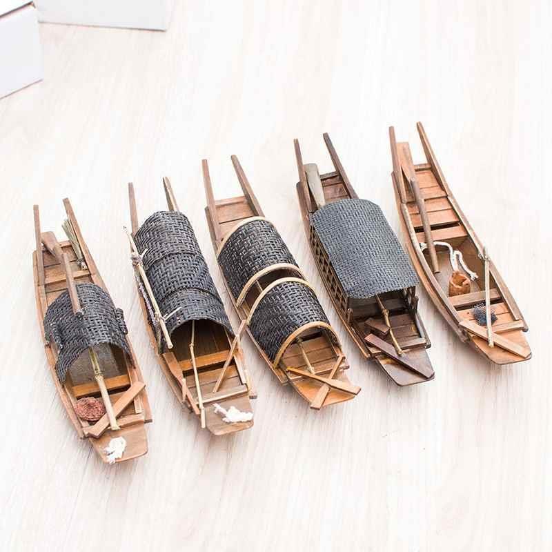中国风木船模型摆件工艺品手工船摆件实木船渔船乌篷船
