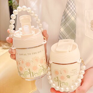 女生成人网红水杯透明玻璃吸管杯大人带吸管的杯子颜值高便携夏季