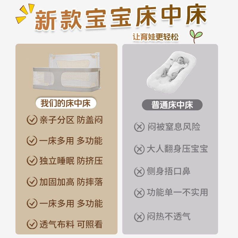 床中床围栏防护栏小户型防压床上折叠婴儿床婴儿T宝宝可新生移动
