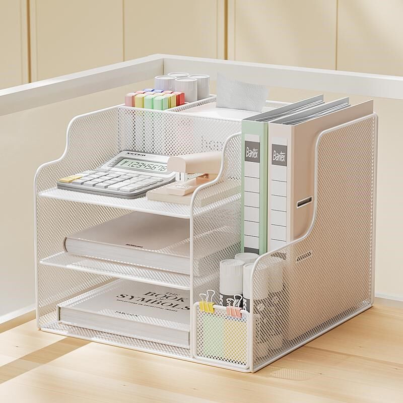 桌面文件收纳架立式文件夹收纳盒办公桌笔筒文件架A4纸资料置物架