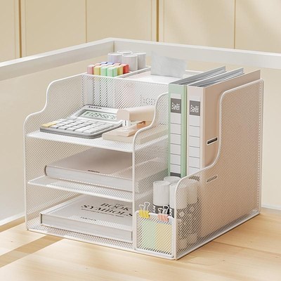 桌面文件收纳架立式文件夹收纳盒办公桌笔筒文件架A4纸资料置物架