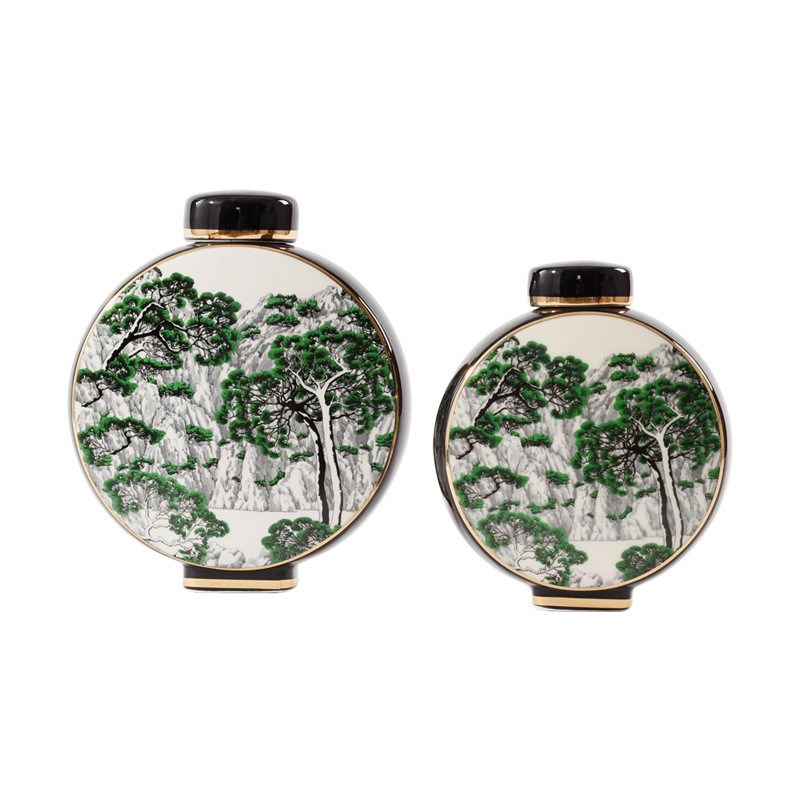 艺贝子现代新中式软装饰品风景瓶罐样板房客厅茶几玄关陶瓷摆件