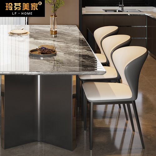 高端奢石餐桌超晶石现代简约长方形F岩板家用小户型大理石吃饭桌