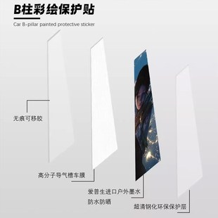 裝 國漫哪吒汽車中柱貼立體卡通個性 飾汽車B柱保護(hù)膜車貼定制貼片C