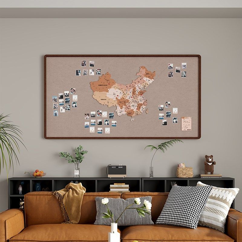 ins毛毡地图旅行照片墙足迹打卡旅行地图标记墙板墙贴客厅装饰板,家居饰品,软装墙贴,淘宝优惠券,粉丝福利购,淘宝优惠卷