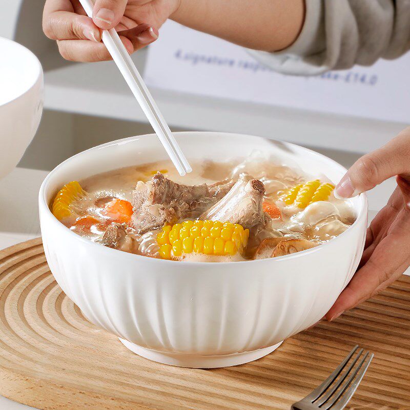 2只16.8元白色8英寸汤碗家用2025新款高颜值大号汤面碗釉下彩大碗