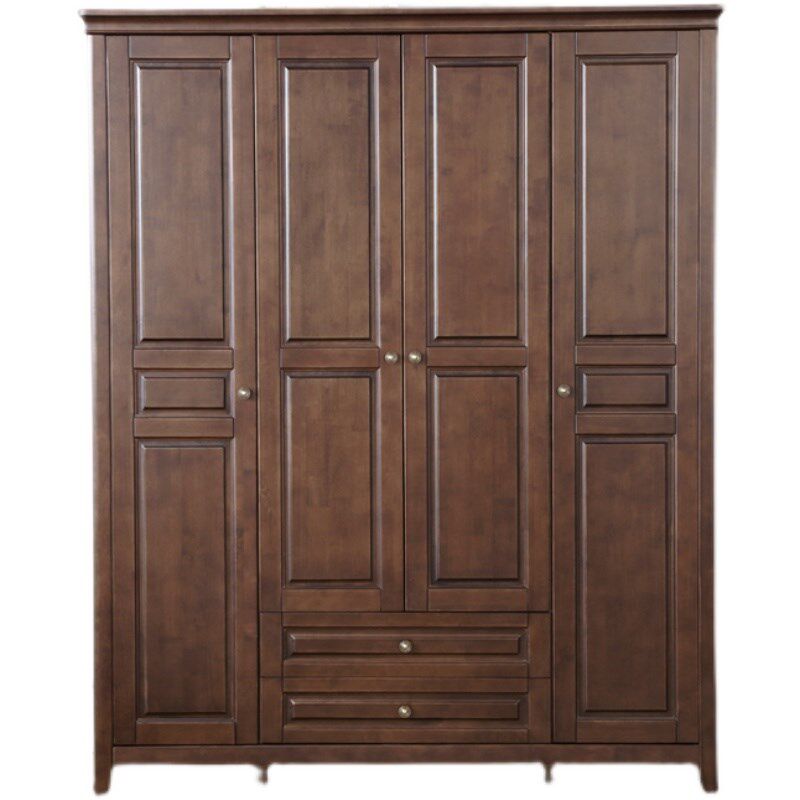 凡式现代简约美式乡村实木四门衣柜欧式卧室两门储物收纳木质大衣