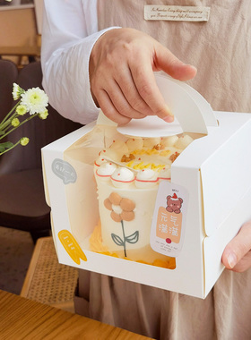 迷你小4/5/6寸生日蛋糕盒四/五/六手提加高包S装盒半透明烘焙盒子