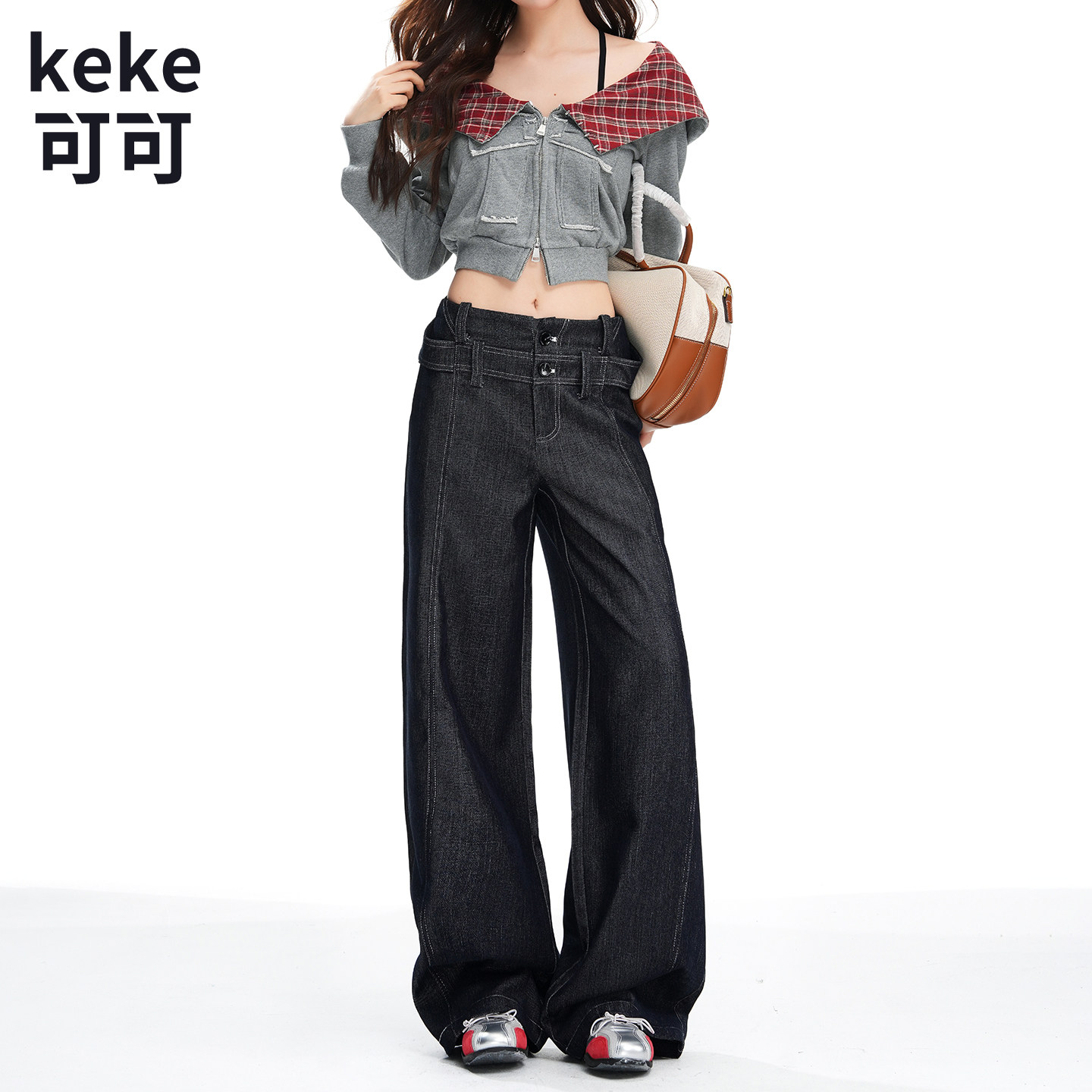 2025冬季低腰阔腿显瘦牛仔裤女