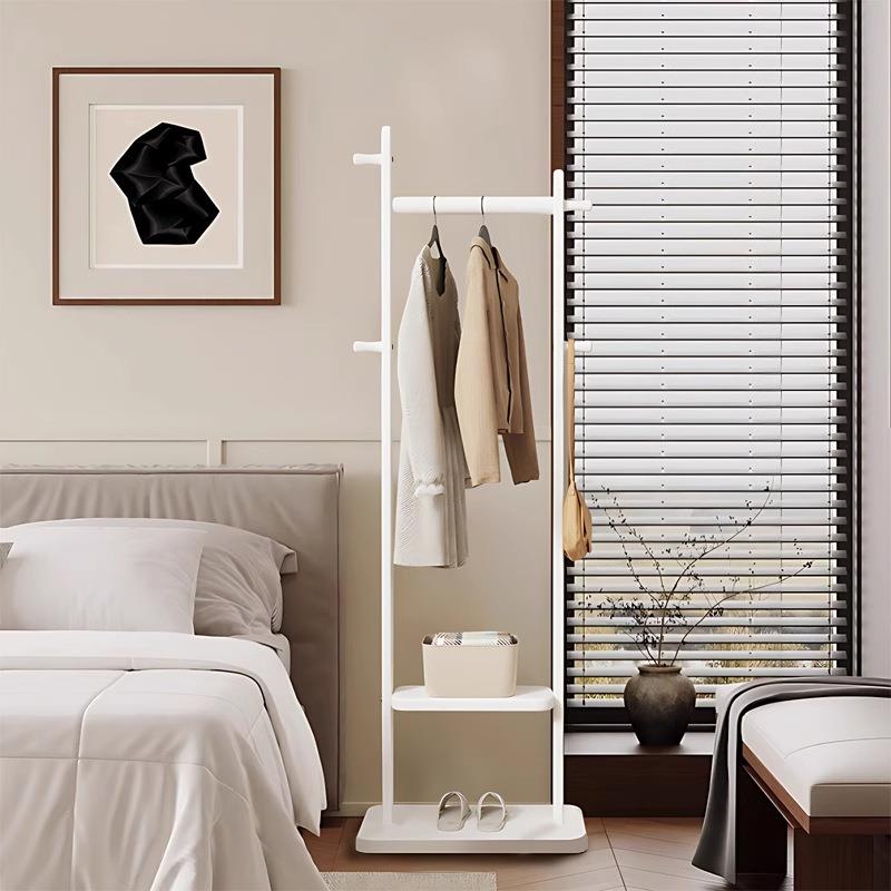 中古风轻奢衣帽架室内卧室落地挂衣架家用高级床边衣服收纳置物架