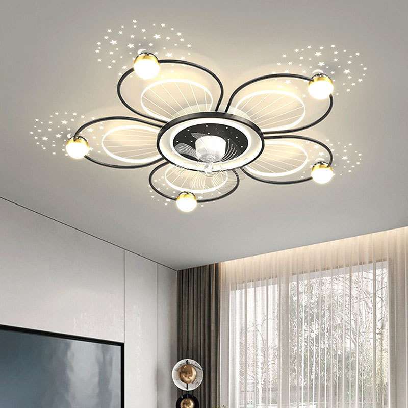 2025新款简约现代摇头吸顶客厅卧室风扇灯轻奢餐厅星空家用吊扇灯