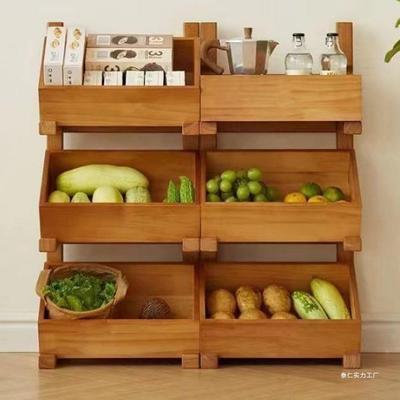 厨房多层实木收纳多层格蔬菜展示架客厅陈列架置物架木质杂物架