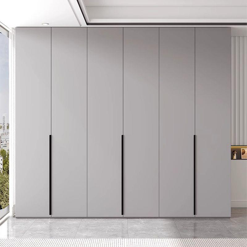 实木颗粒板衣柜灰色卧室家用一门到顶组合平开门大衣柜
